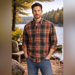 ORVIS Plaid Button Down Shirt Men Large Cotton Multicolor Long Sleeve Casual